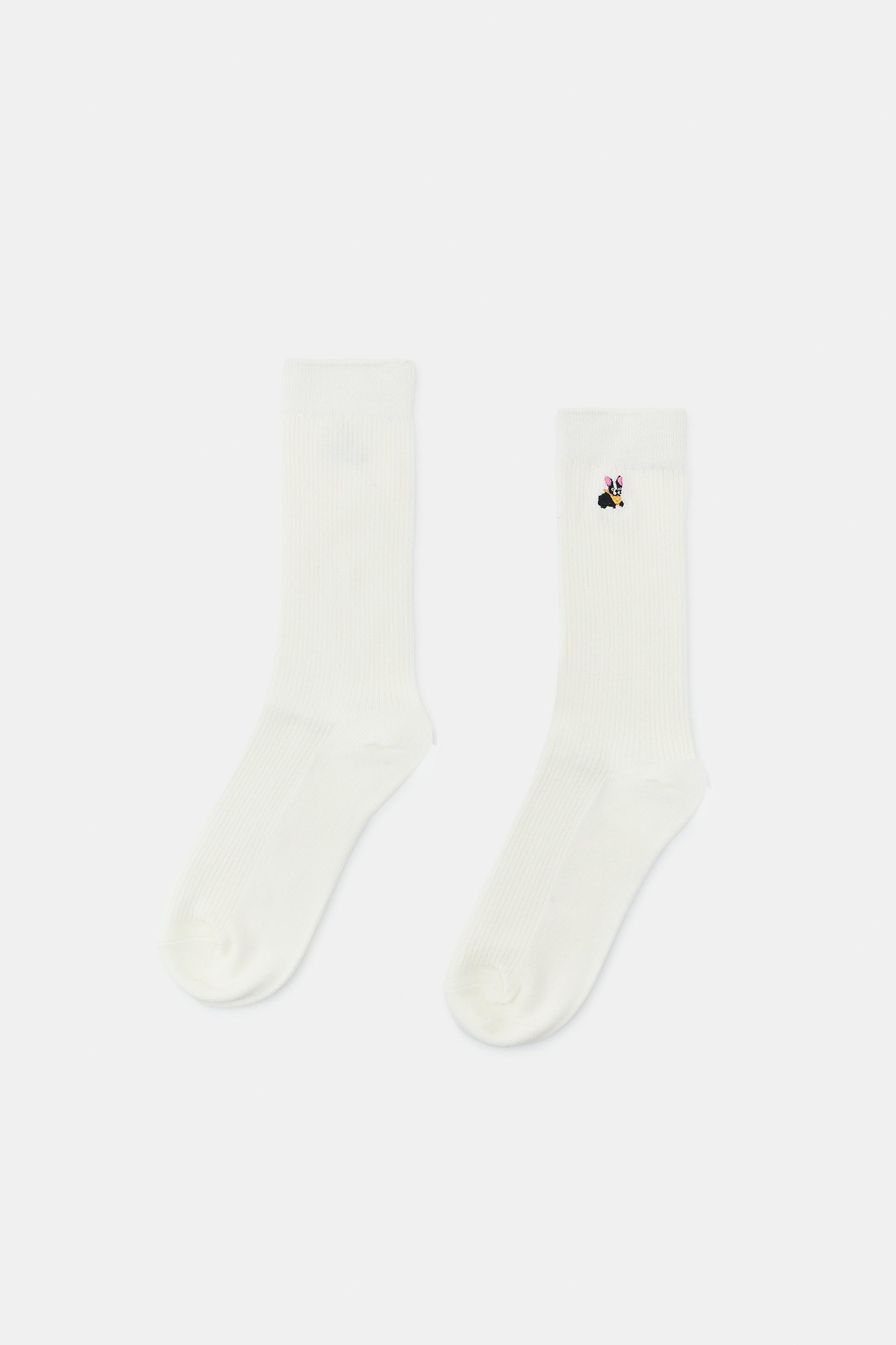 CHAUSSETTES EN COTON MICRO-CANNELÉ AVEC BULDOG